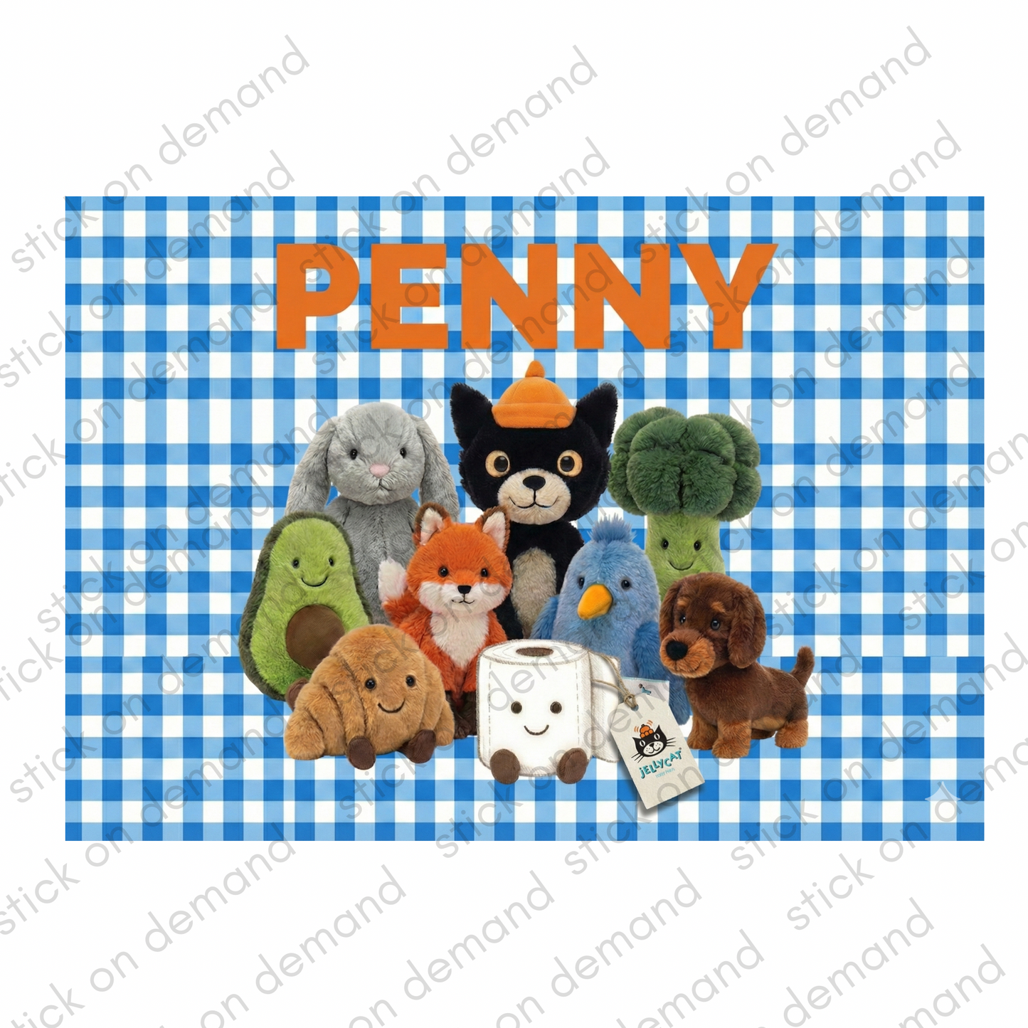 Personalised Cute Placemat & Coaster –Personalised - Jellycat Decor , Kids Tableware – Custom Designs Available