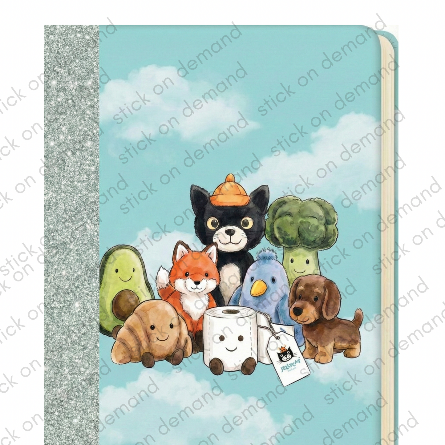 Glitter Jellycat Notebook - Party Favor / Mini note / Great for Party Favors and Gifts / Mini Note / A5 Notepad