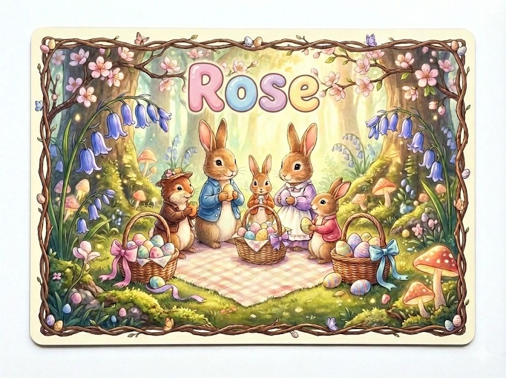 Personalised Easter Placemat & Coaster –Personalised - Easter Decor , Kids Tableware – Custom Designs Available
