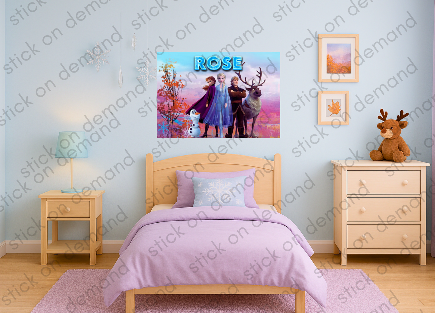 Personalised Frozen A3 Poster / Custom Cartoon with Child’s Name / Printed on Premium Matte Paper / Frame not Included