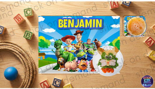 Personalised Toy Story Placemat & Coaster   – Toy store , Kids Tableware – Custom Designs Available