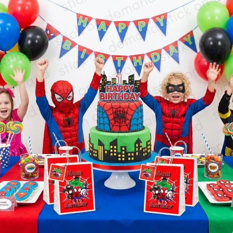 Personalised Small Spidey and Friends Party Favor Bag – Birthday Theme - Birthday Bag / Spidey and Friends  Party Favors Bag