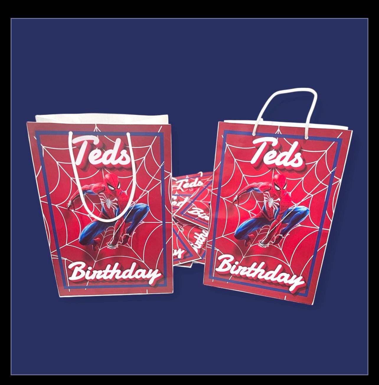 Personalised Small  Spider  Party Favor Bag – Birthday Theme - Birthday Bag / Spider  Party Favors Bag