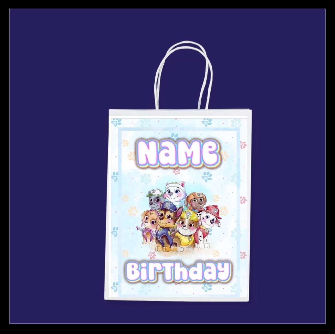 Personalised Small Pups Party Favor Bag – Birthday Theme - Birthday Bag / Pups Party Favors Bag