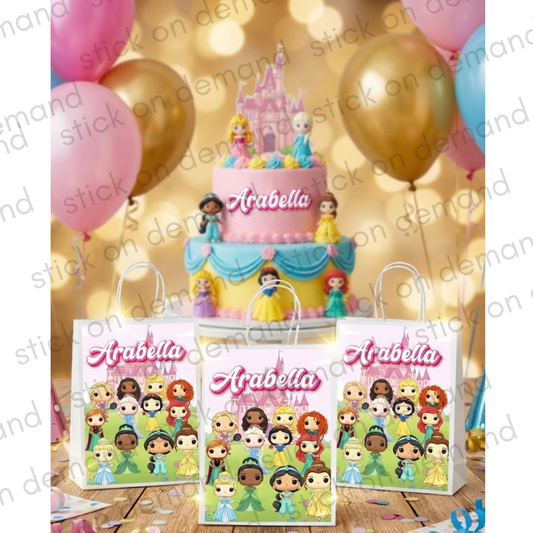 Personalised Small  Princess Party Favor Bag – Birthday Theme - Birthday Bag / Princess  Party Favors Bag