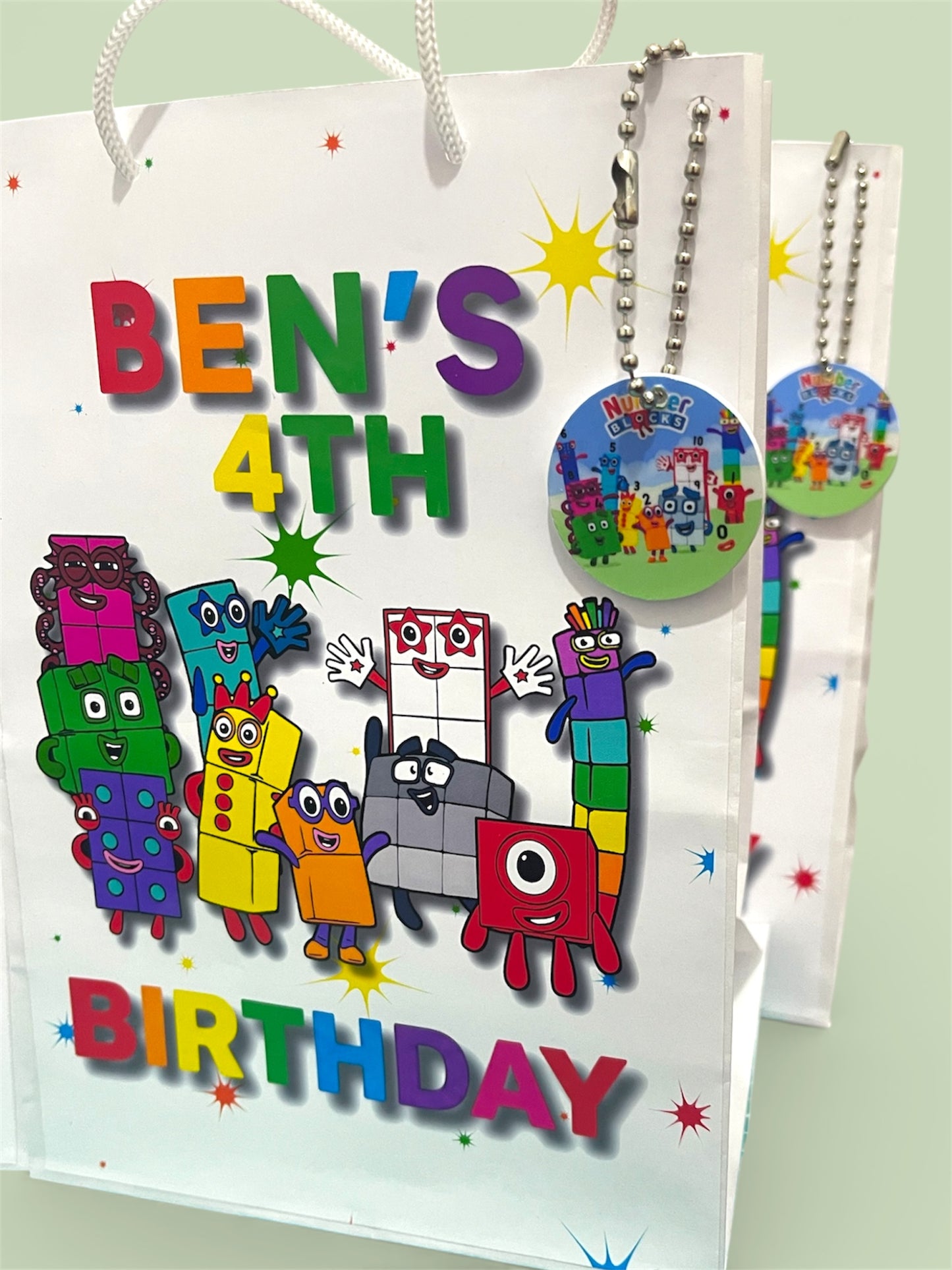 Colorful Number Blocks Party Favor Bags or Complete Kit  - Personalised Kids Birthday Goodie Bags  - Custom Celebration Favors