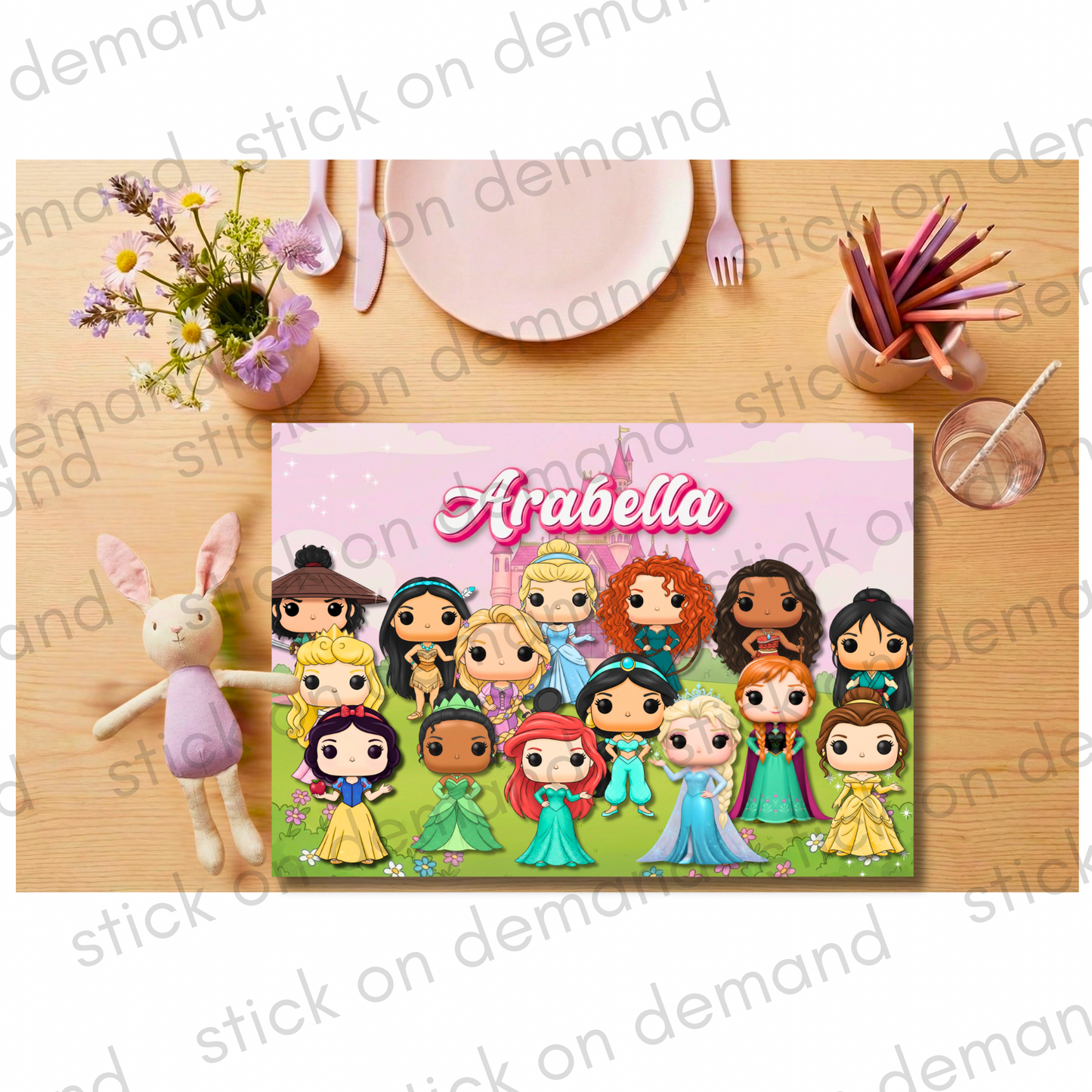 Personalised Placemat & Coaster Princess Tableware – Custom Designs Available -