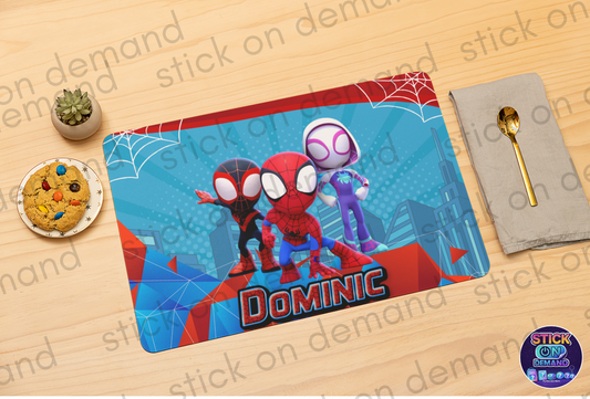 Personalised Placemat & Coaster Spidey  Tableware – Custom Designs Available -