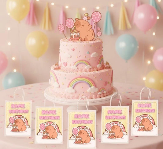 Personalised Small  Capybara  Party Favor Bag – Birthday Theme - Birthday Bag - Capybara Party Favors Bag