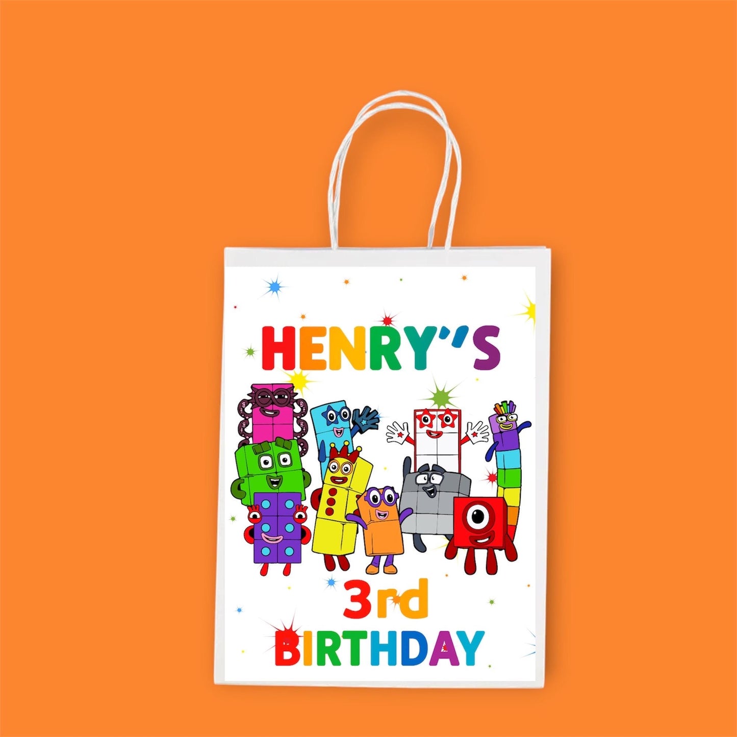 Colorful Number Blocks Party Favor Bags or Complete Kit  - Personalised Kids Birthday Goodie Bags  - Custom Celebration Favors