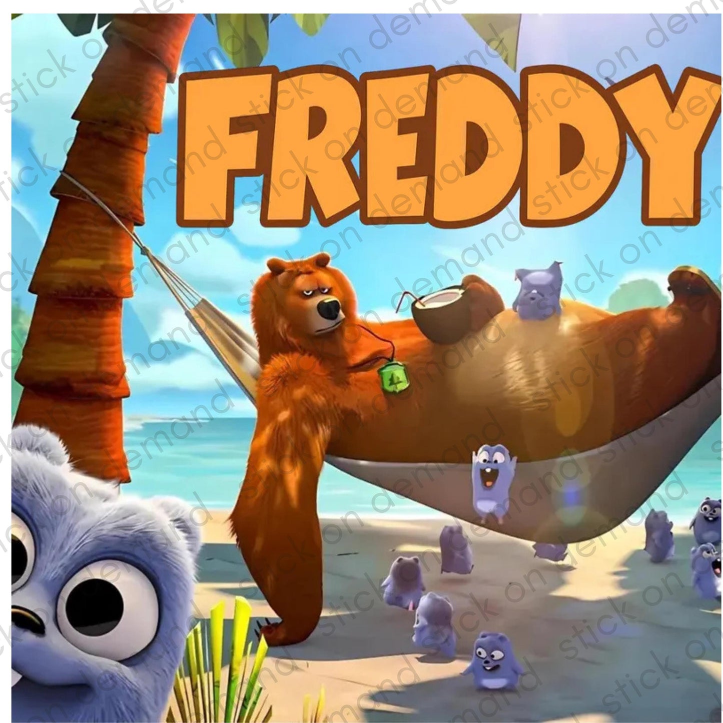 Personalised Grizzly Bear Cartoon Poster, Custom Name A3 Print