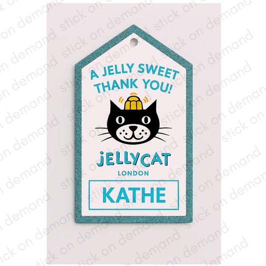 Personalised Jellycat Party Favor Tags – A Jelly Sweet Thank You!– Editable Name – Teal Glitter
