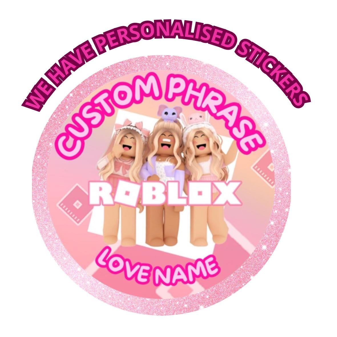 20 Cute Pink Avatar Girls Stickers - Party Favor Kit / blox Style character