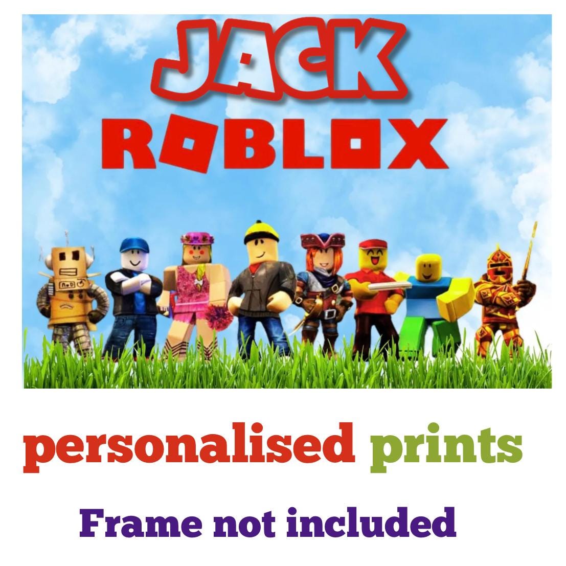 Personalised Roblox A3 Poster, Custom Cartoon Name Print
