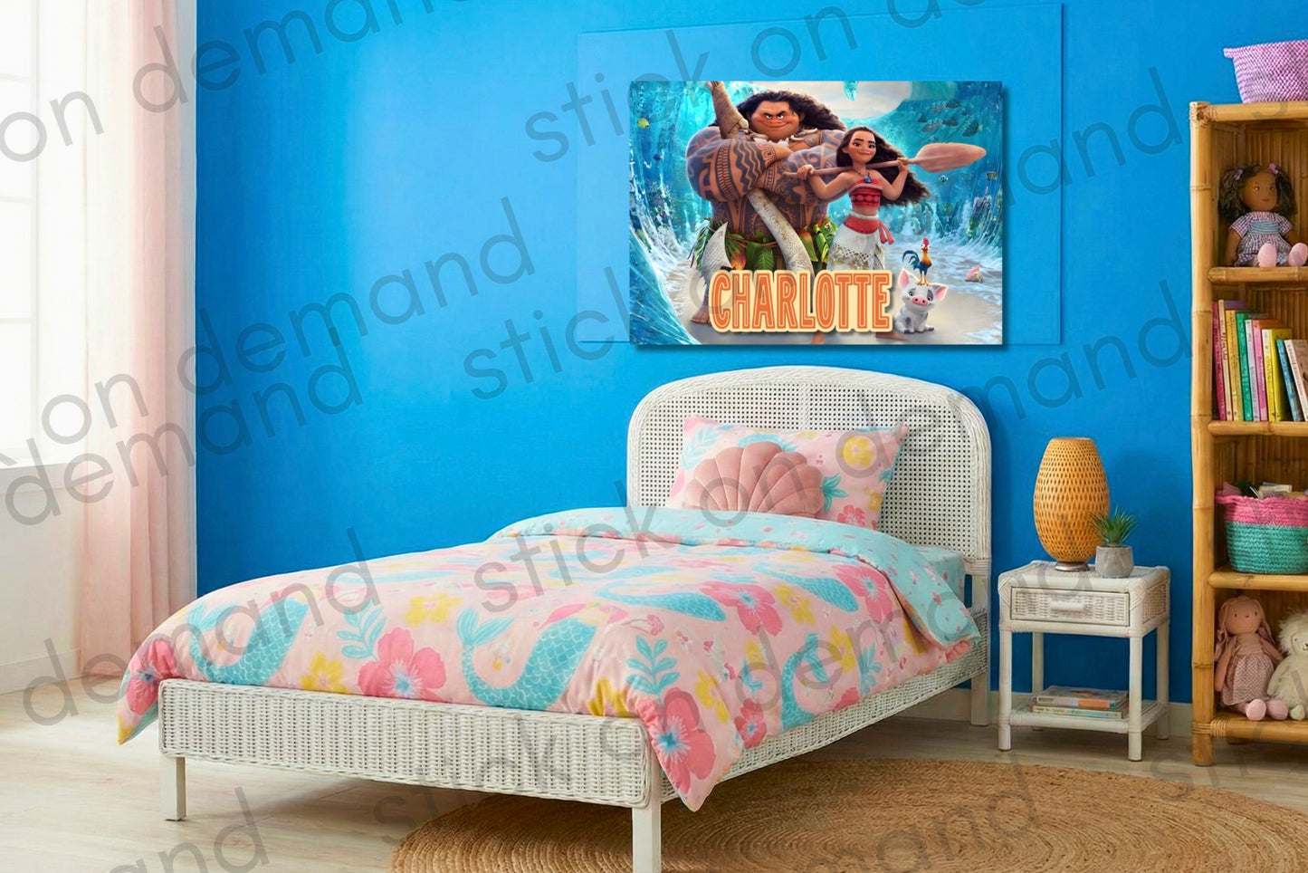 Personalised Moana  A3 Poster / Custom Cartoon with Child’s Name / Printed on Premium Matte Paper