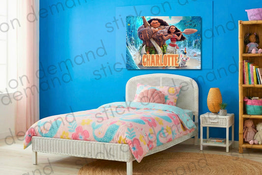 Personalised Moana  A3 Poster / Custom Cartoon with Child’s Name / Printed on Premium Matte Paper