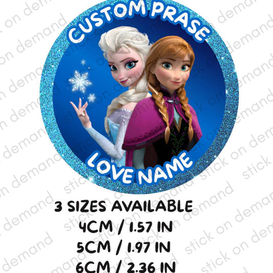 Personalised Custom Phrase Thank You Stickers –Frozen  Party Favor Labels