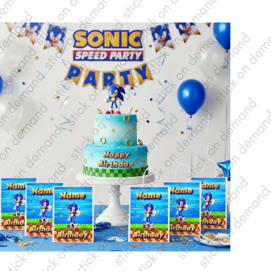 Personalised Small  Sonic  Party Favor Bag – Birthday Theme - Birthday Bag / Sonic   Party Favors Bag