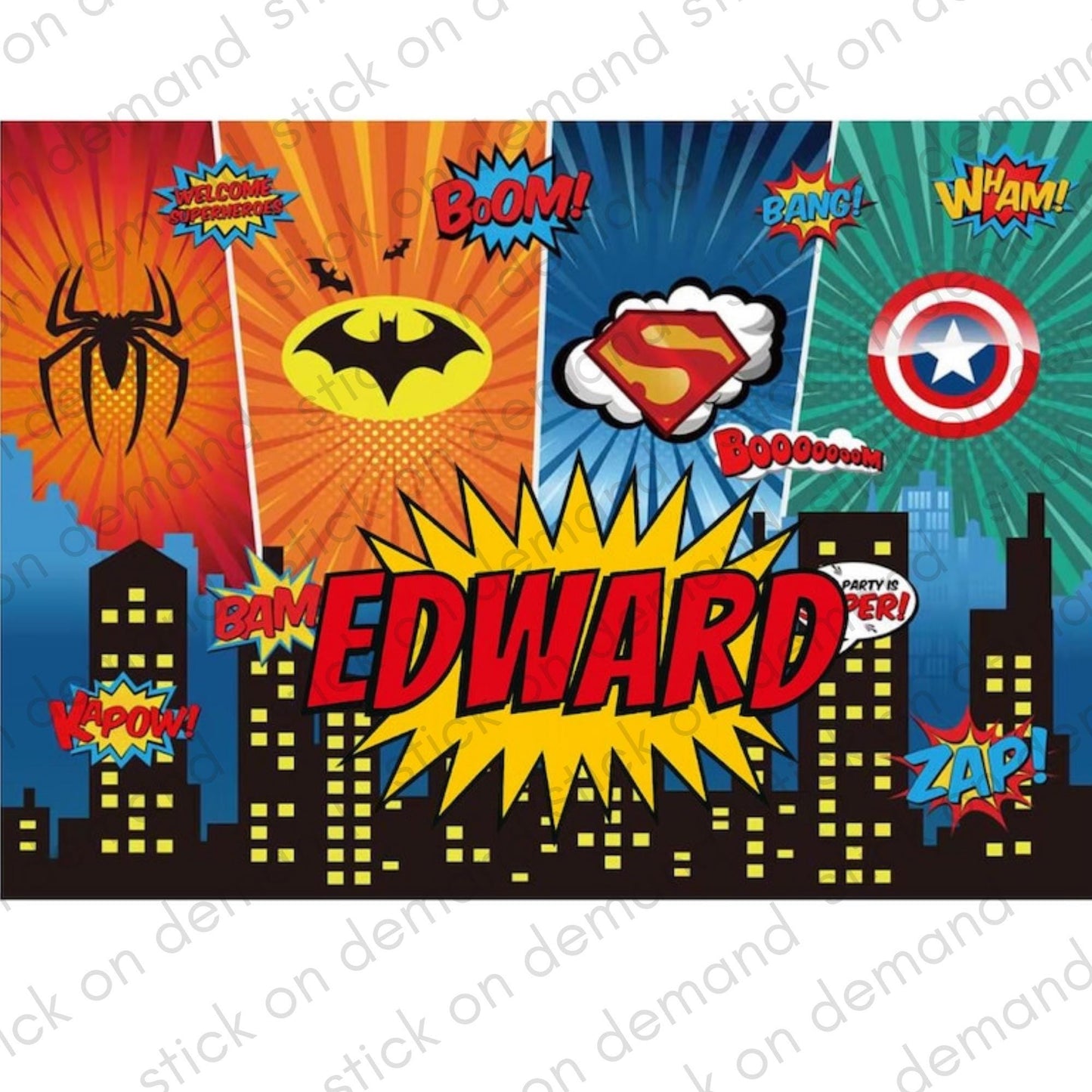 Personalised Superhero Name Poster, Custom Cartoon A3 Print