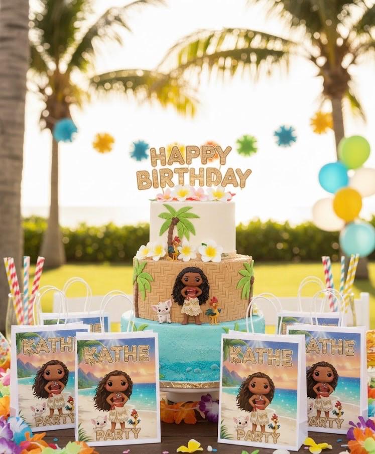 Custom Tropical Birthday Party Kit - Personalized Favor Bags - Favors Party Bag - Moana Inspire Party Bag