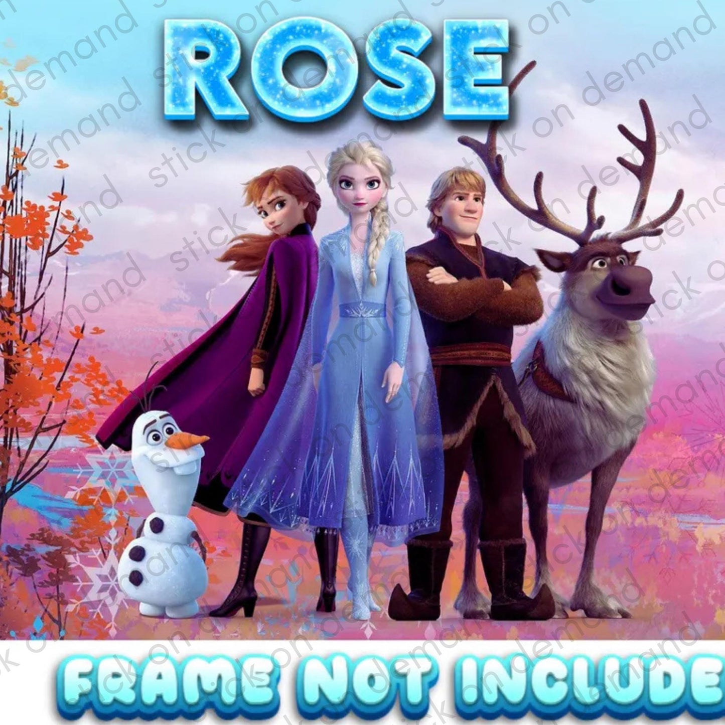 Personalised Frozen A3 Poster / Custom Cartoon with Child’s Name / Printed on Premium Matte Paper / Frame not Included