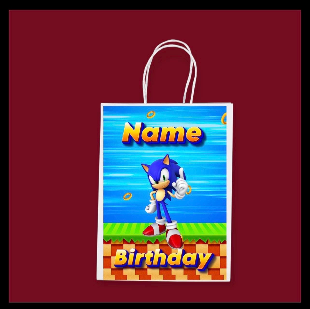 Personalised Small  Sonic  Party Favor Bag – Birthday Theme - Birthday Bag / Sonic   Party Favors Bag
