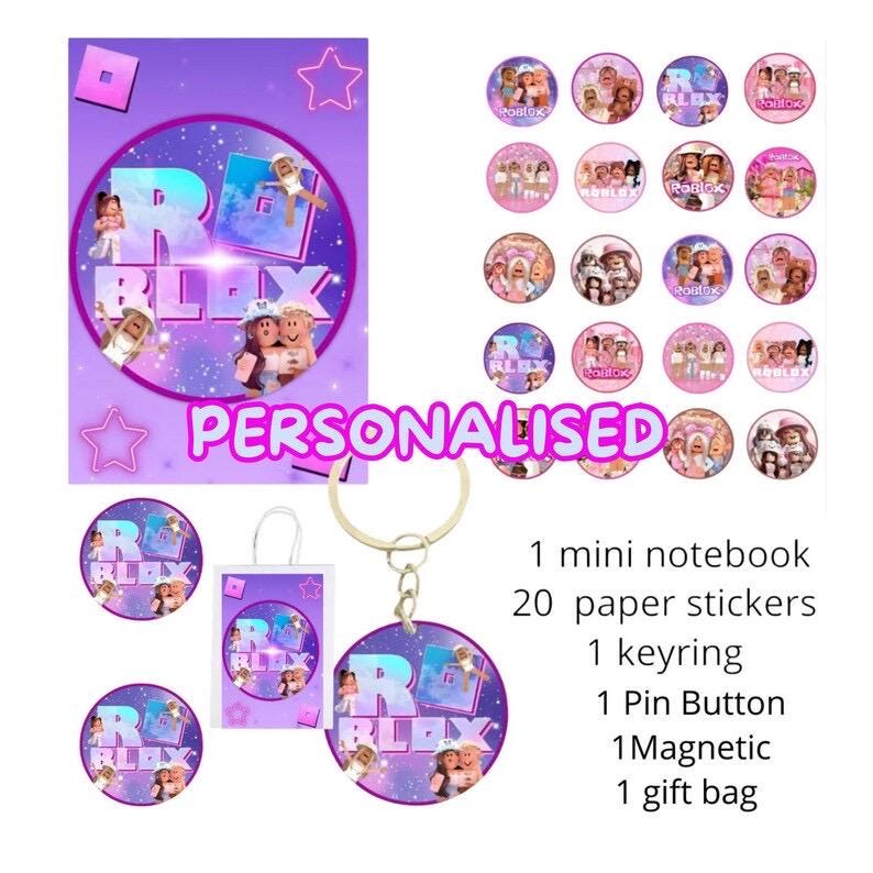 20 Cute Pink Avatar Girls Stickers - Party Favor Kit / blox Style character