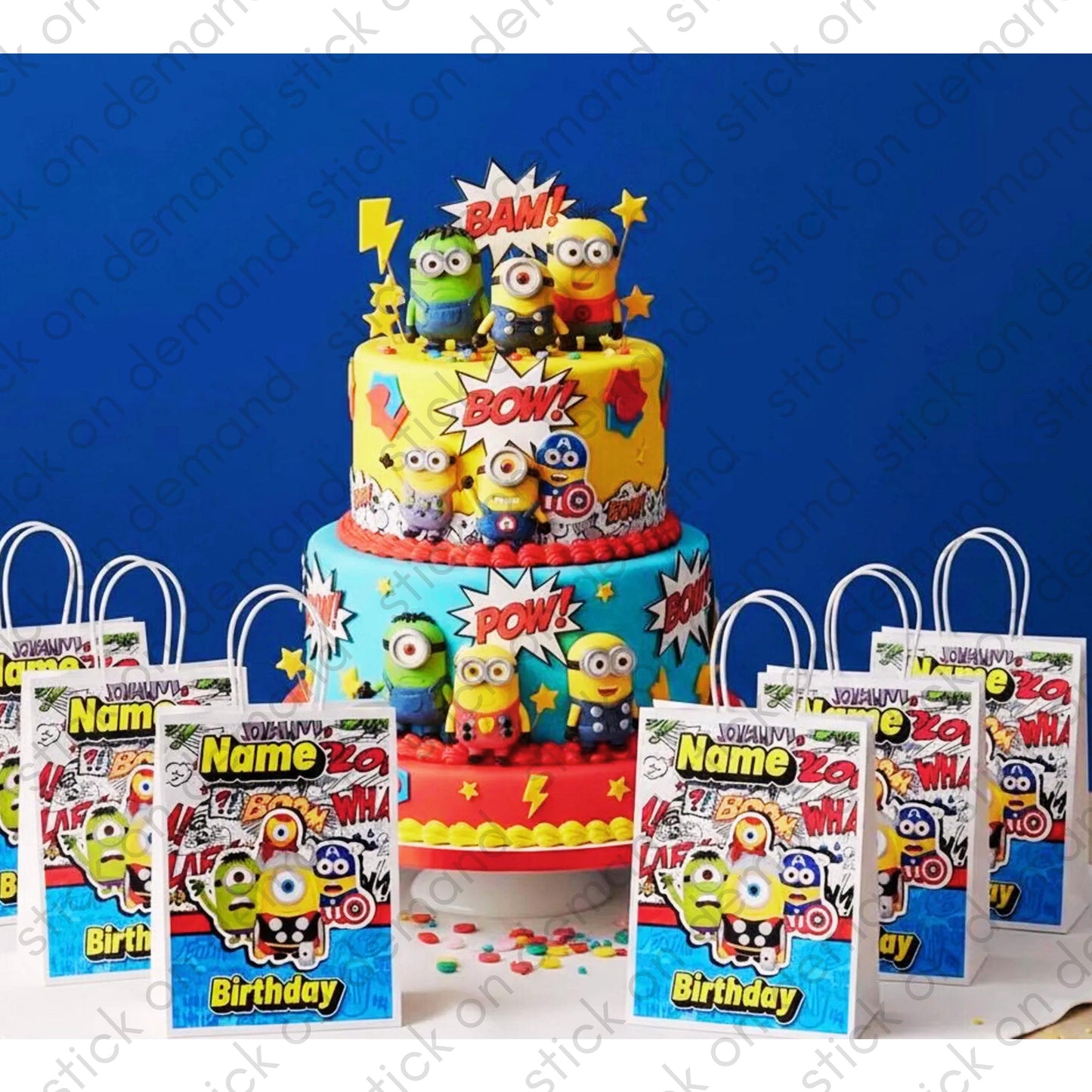 Personalised Small Minions SuperHeroe  Party Favor Bag – Birthday Theme - Birthday Bag / Minions SuperHeroe   Party Favors Bag