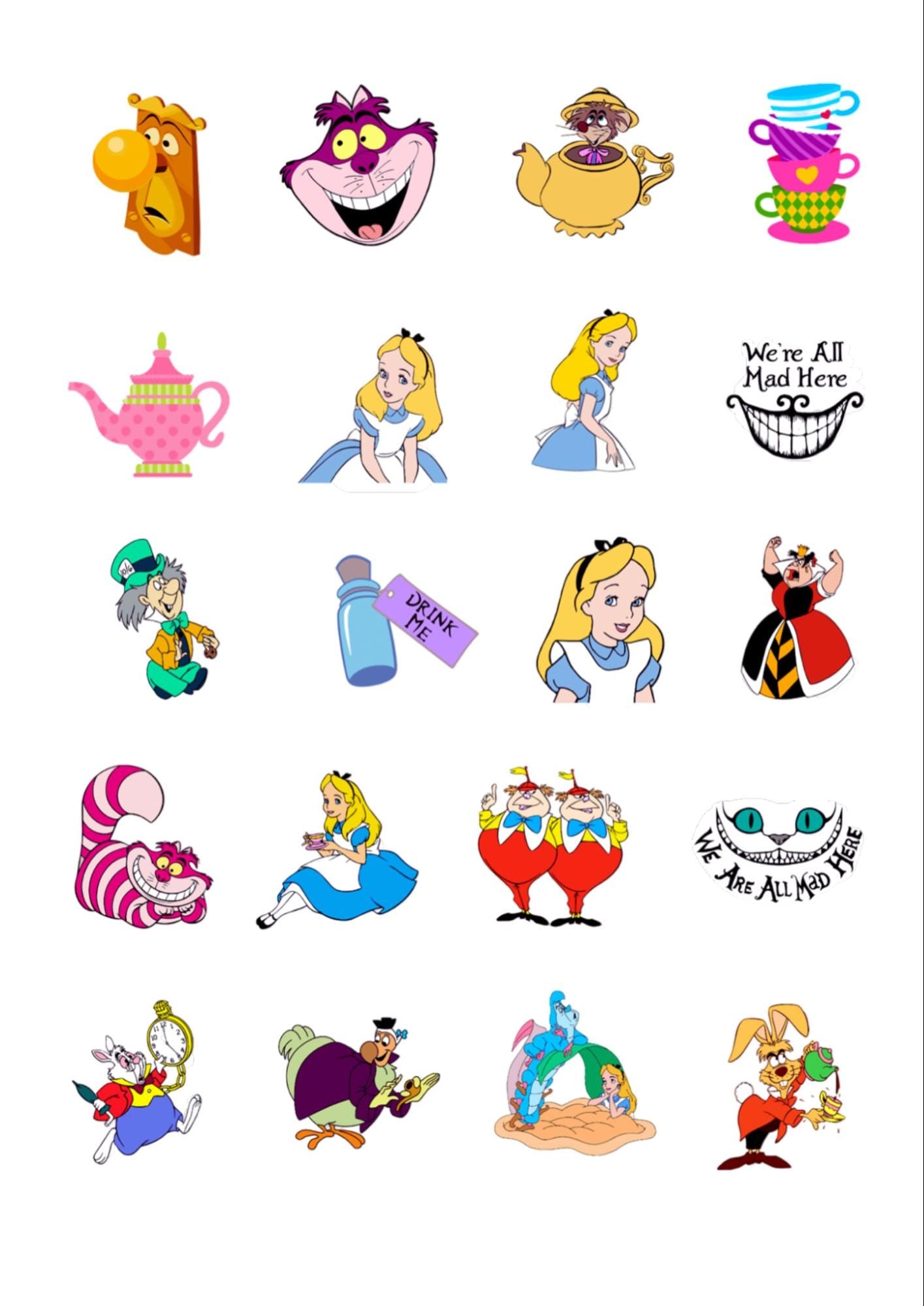 20 Alice in Wonderland Stickers