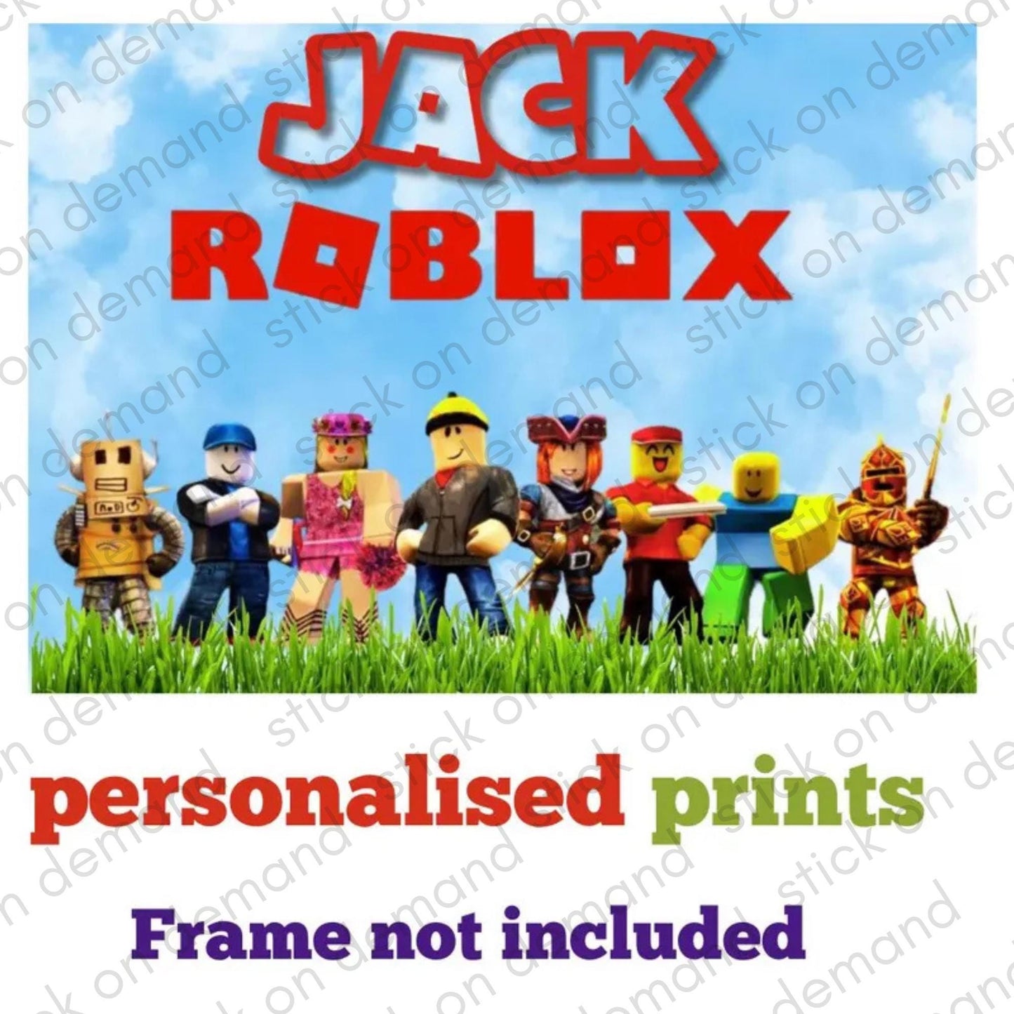 Personalised Roblox A3 Poster, Custom Cartoon Name Print