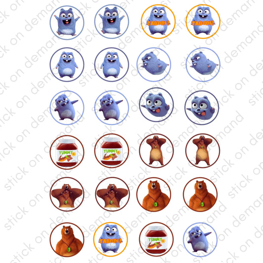 Grizzly  Bear Waterproof Stickers - Lemmings Theme, Gift Kit - Party Kit and more