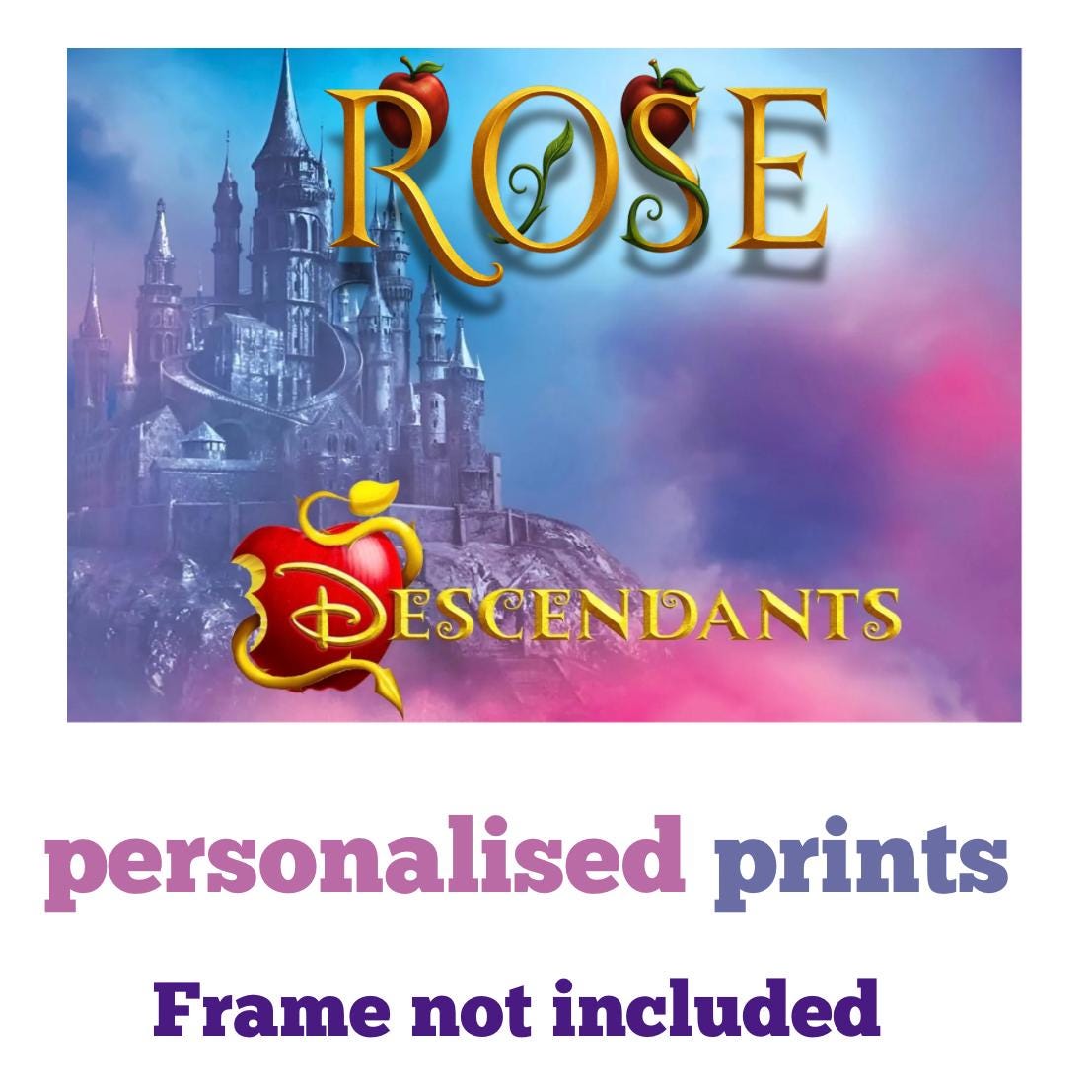 Personalised Descendants  A3 Poster / Custom Cartoon with Child’s Name / Printed on Premium Matte Paper