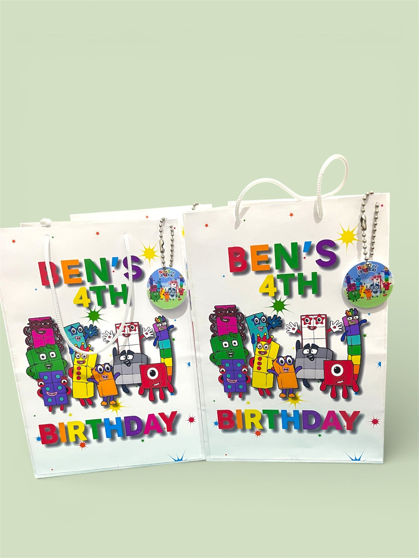 Colorful Number Blocks Party Favor Bags or Complete Kit  - Personalised Kids Birthday Goodie Bags  - Custom Celebration Favors