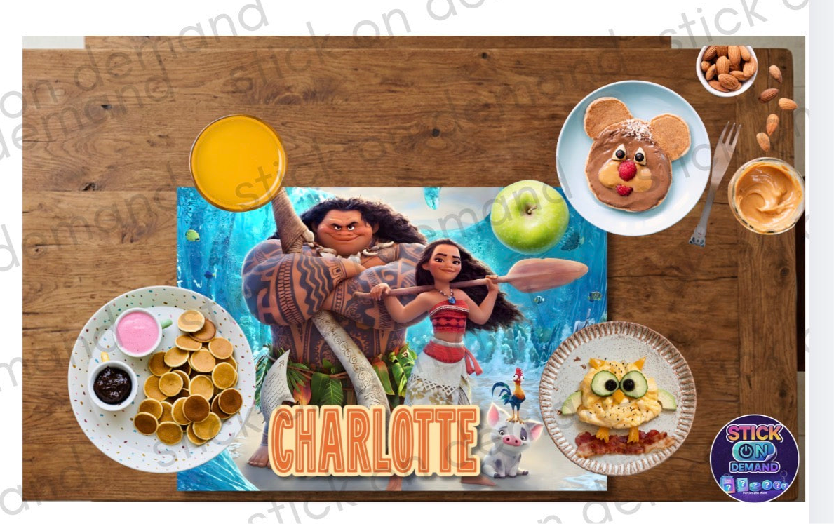 Personalised Moana Placemat & Coaster  - Tableware – Custom Designs Available -