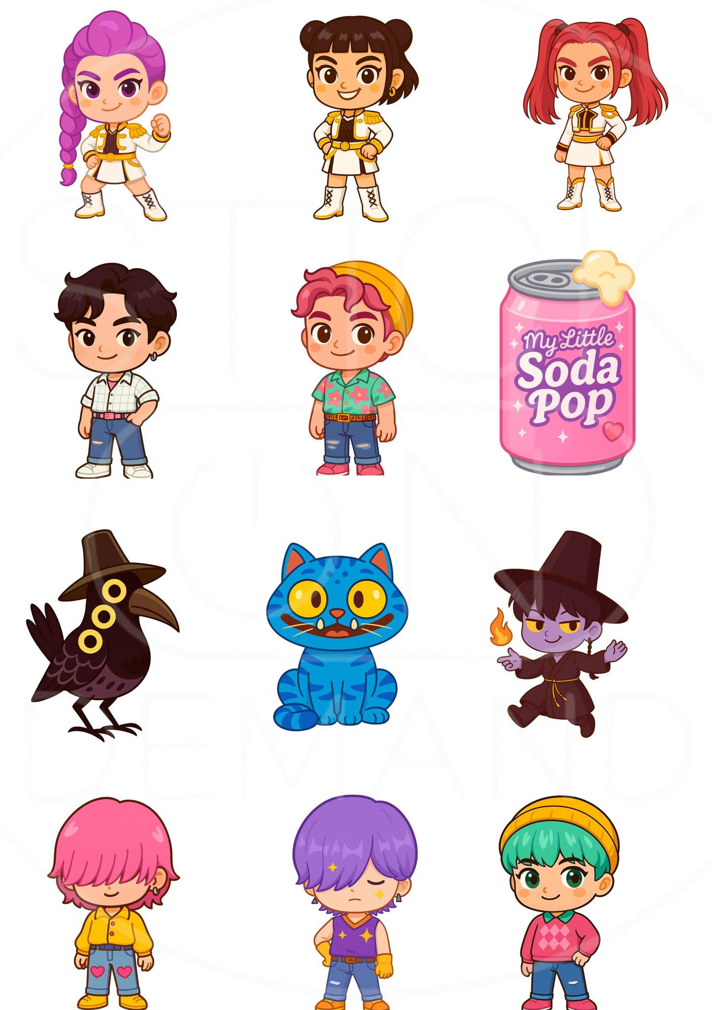 KPop Hunters Stickers  / Party Kit /  Vinyl  Waterproof Stickers / Paper Stickers  /Shape Stickers/ Party Favor
