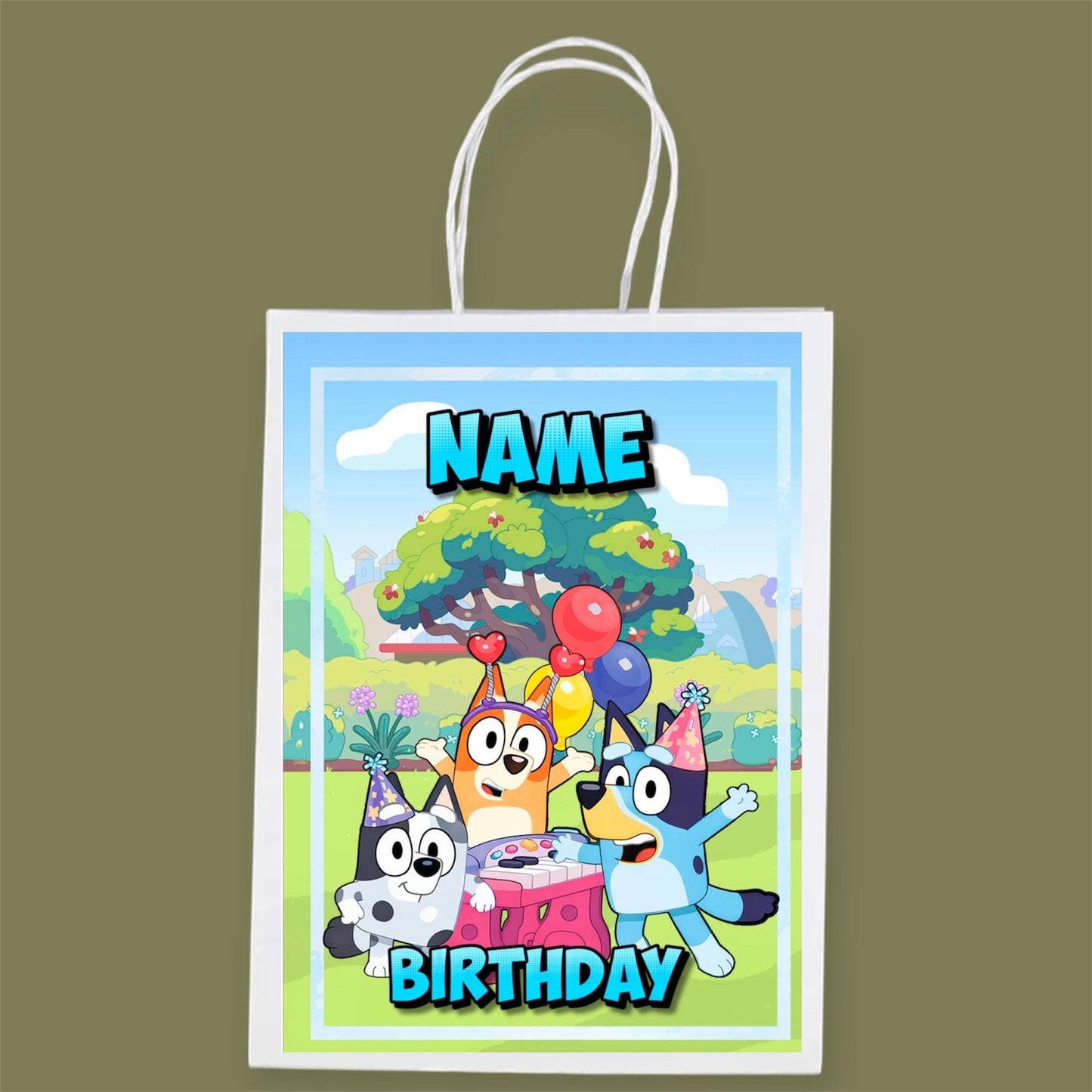 Personalised Small  Blue Dog  Party Favor Bag – Birthday Theme - Birthday Bag / Blue Dog Party Favors Bag
