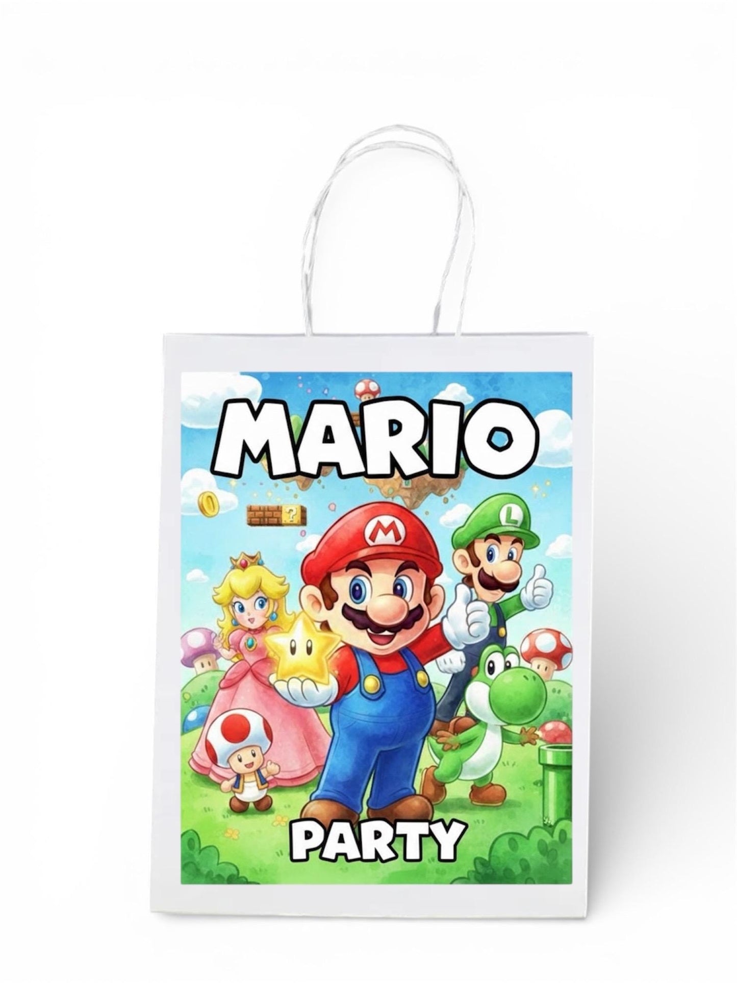 Personalised Small  Mario Ga,e  Party Favor Bag – Birthday Theme - Birthday Bag / Mario  Party Favors Bag
