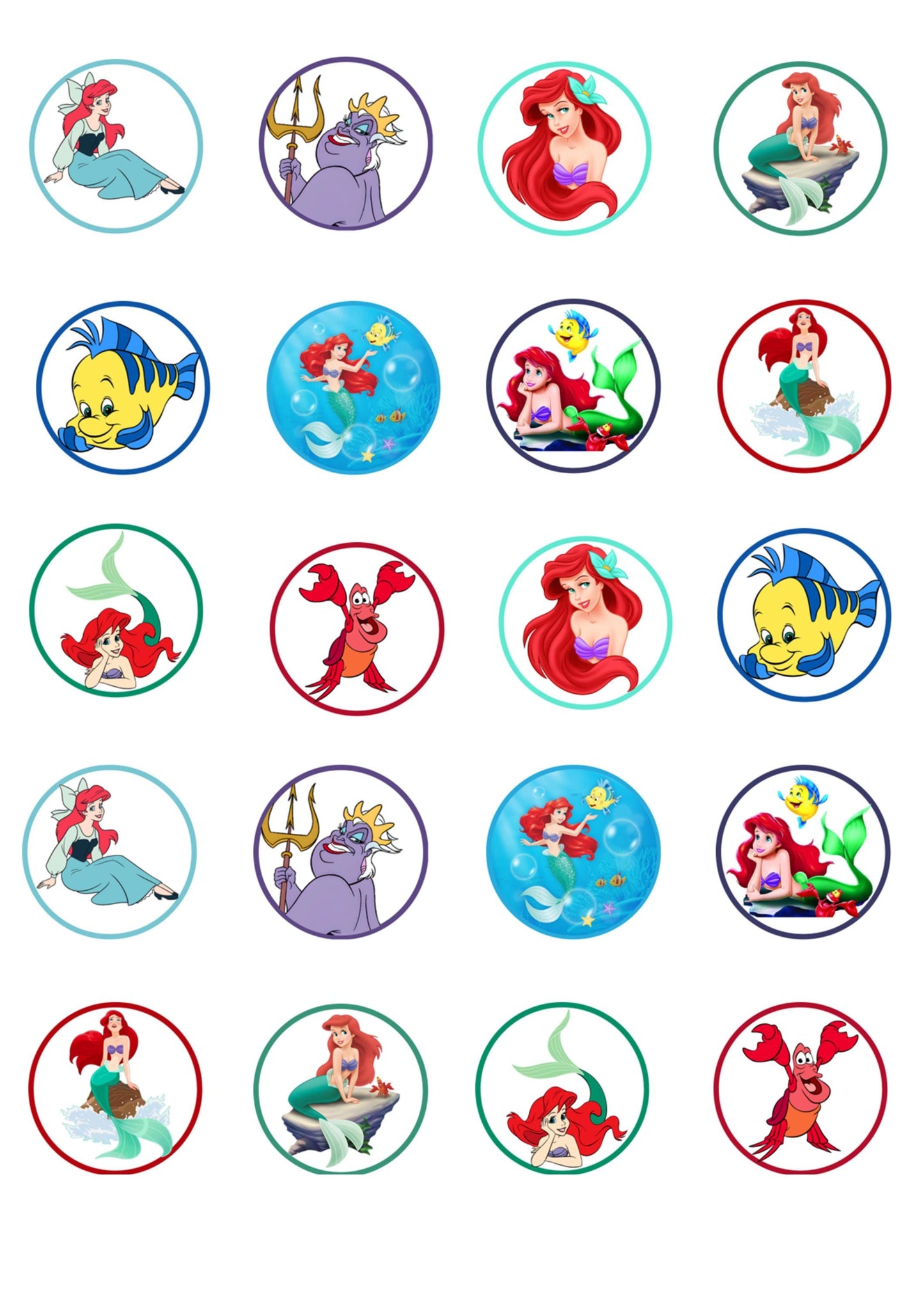 20 Little Mermaid Stickers