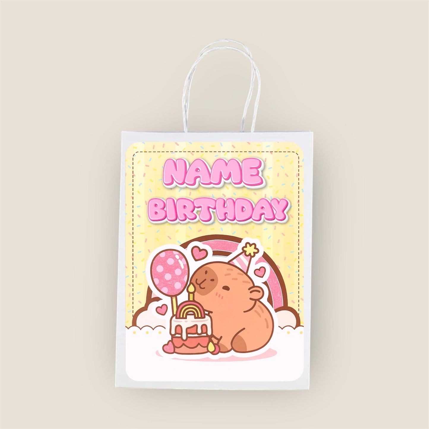 Personalised Small  Capybara  Party Favor Bag – Birthday Theme - Birthday Bag - Capybara Party Favors Bag