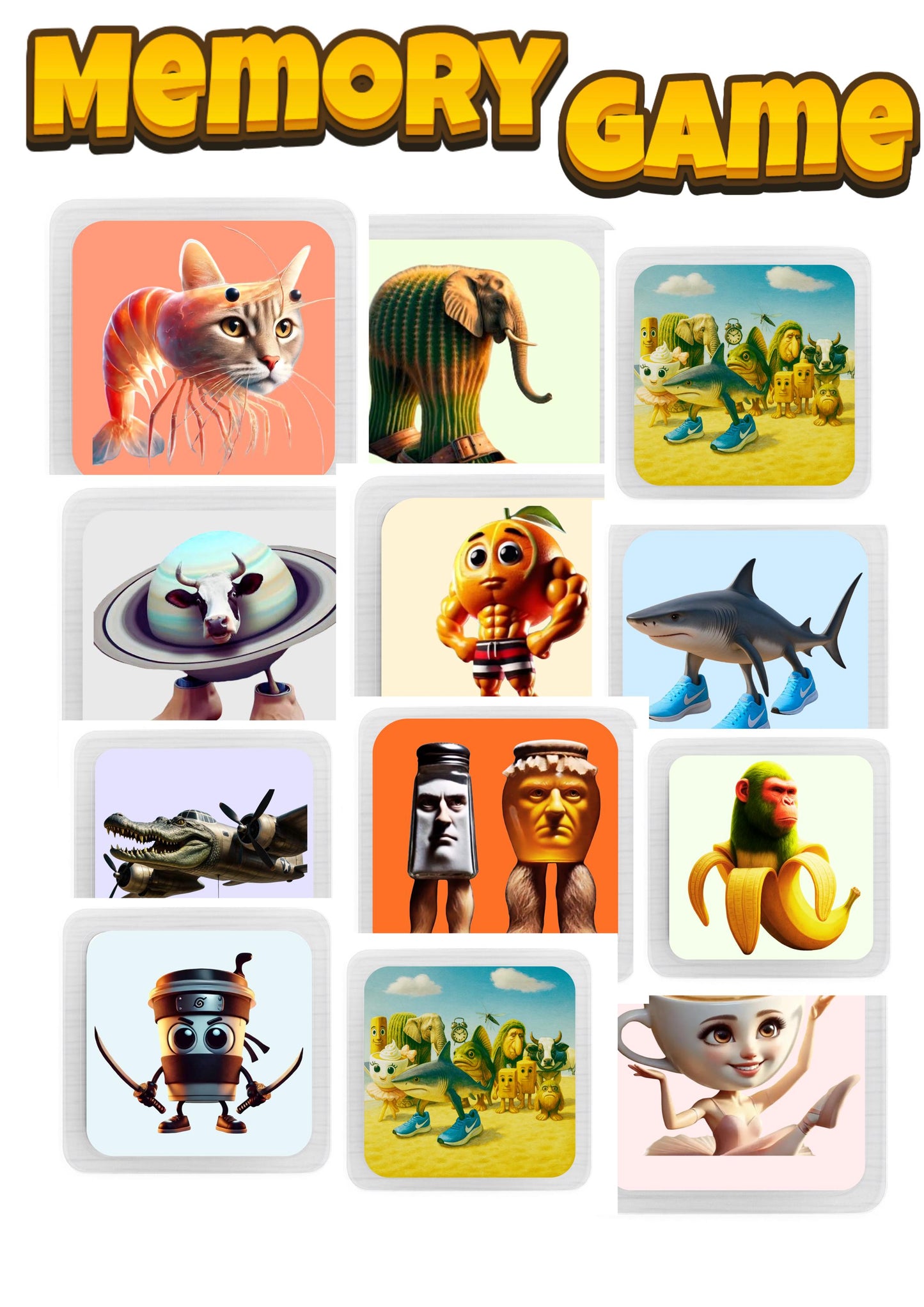 Memory  Game Italian Brainrot / Memory Game & Matching Pairs with Box | Kids Educational Card Toy | Kids Gift