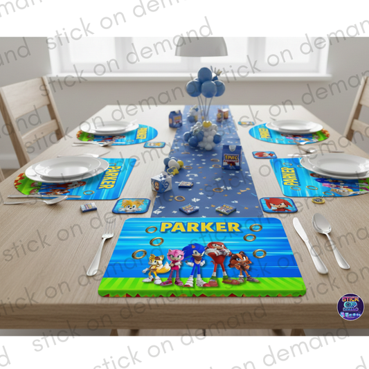 Personalised Sonic  Placemat & Coaster  - Tableware – Custom Designs Available -