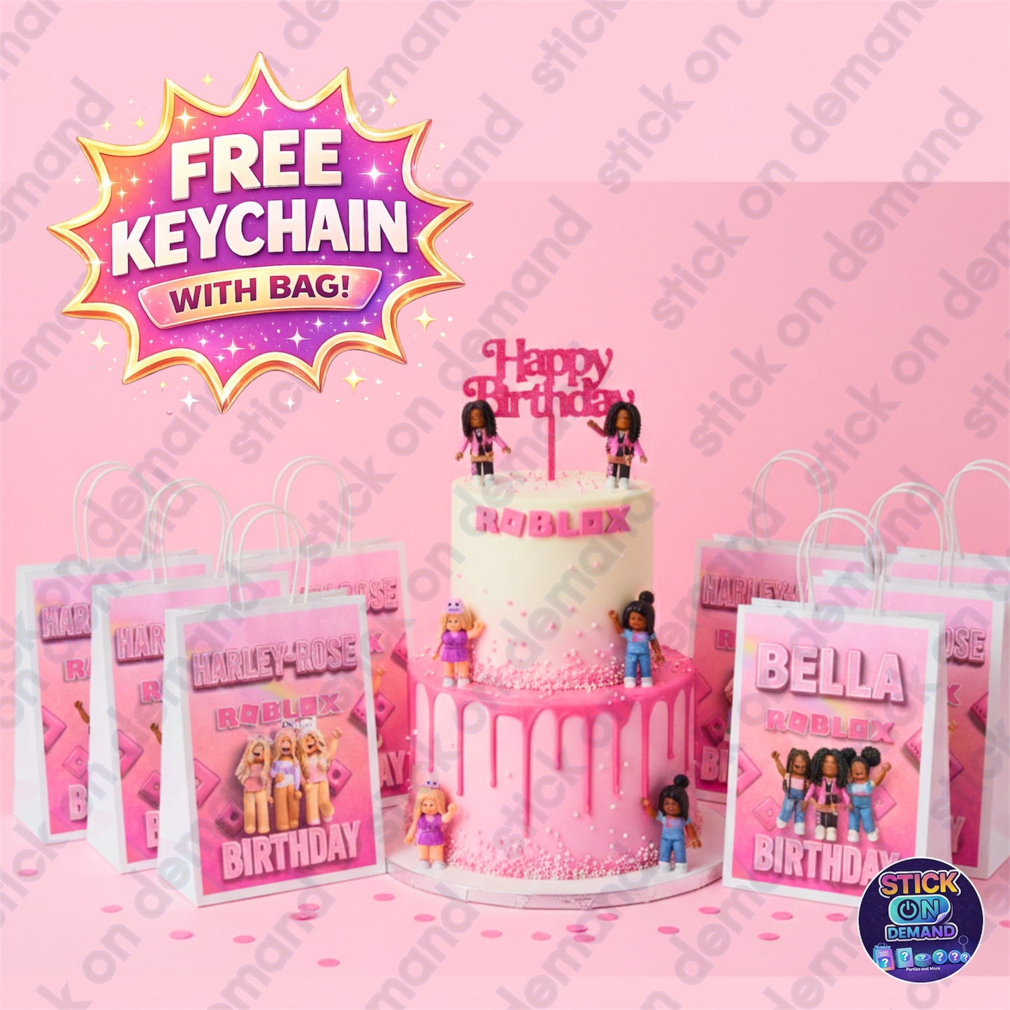 Personalised Small Roblox Girls   Party Favor Bag – Birthday Theme - Birthday Bag