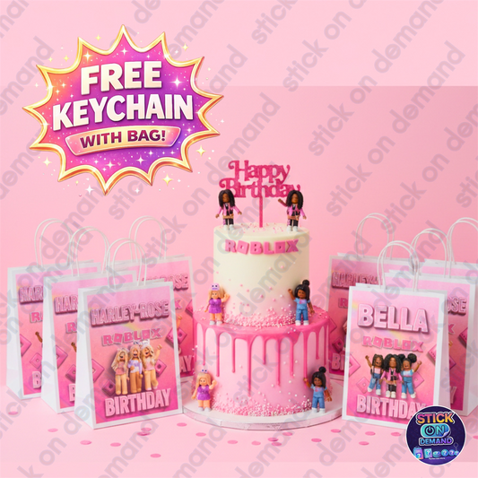 Personalised Small Roblox Girls   Party Favor Bag – Birthday Theme - Birthday Bag