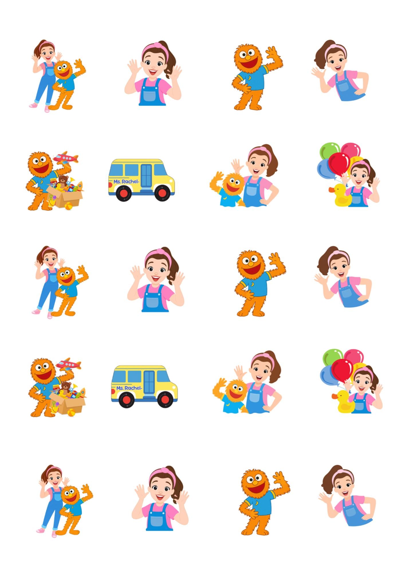 20 Rachel   Stickers   / Vinyl  Waterproof Stickers / Paper Stickers  /Cupcake Toppers  / Gift Kit  / 3D Stickers / Ms Rachel Party