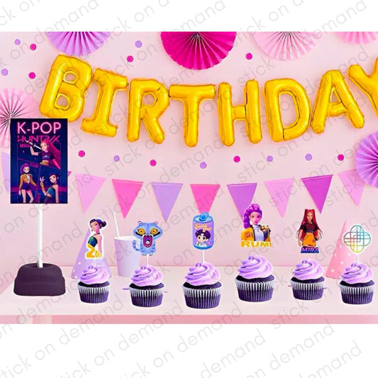 Kpop Birthday Party Topper Set – Cupcake & Centerpiece Decorations