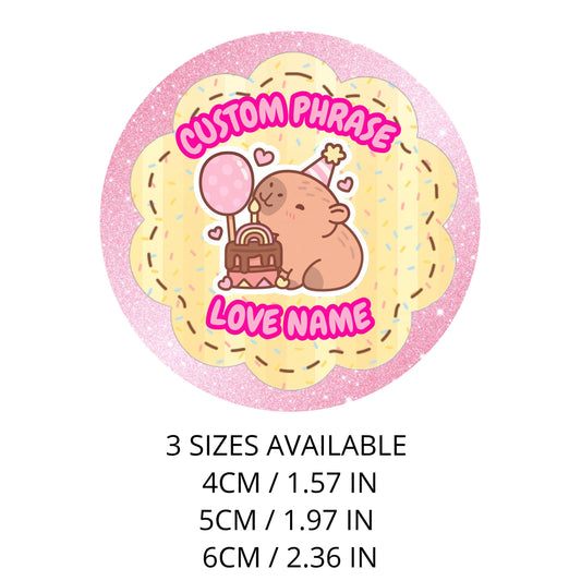 Personalised Custom Phrase Thank You Stickers – Capybara  Party Favor / Capybara Thank You Stickers / Capybara Party Favor Bag