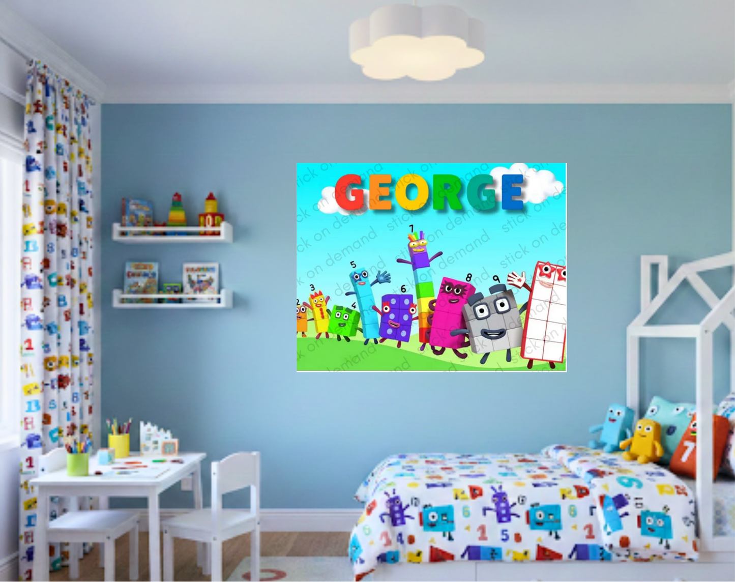 Personalised Numbers Blocks A3  Poster: Custom Cartoon, Child's Name