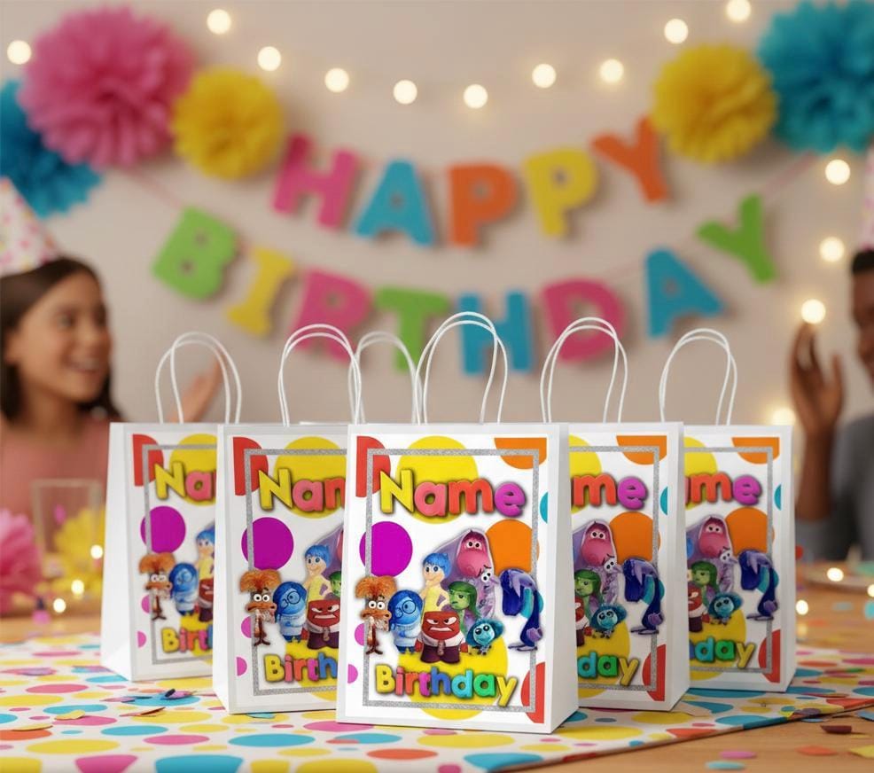 Personalised Small Inside Out 2  Party Favor Bag – Birthday Theme - Birthday Bag /  Inside Out 2 Party Favors Bag