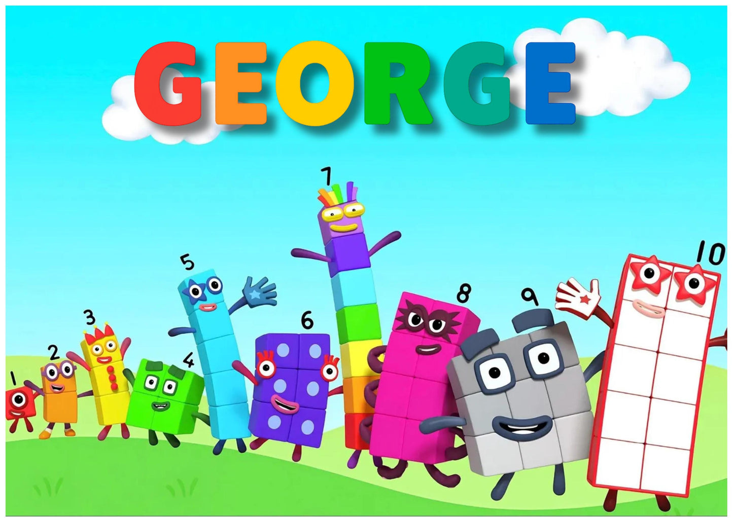 Personalised Numbers Blocks A3  Poster: Custom Cartoon, Child's Name
