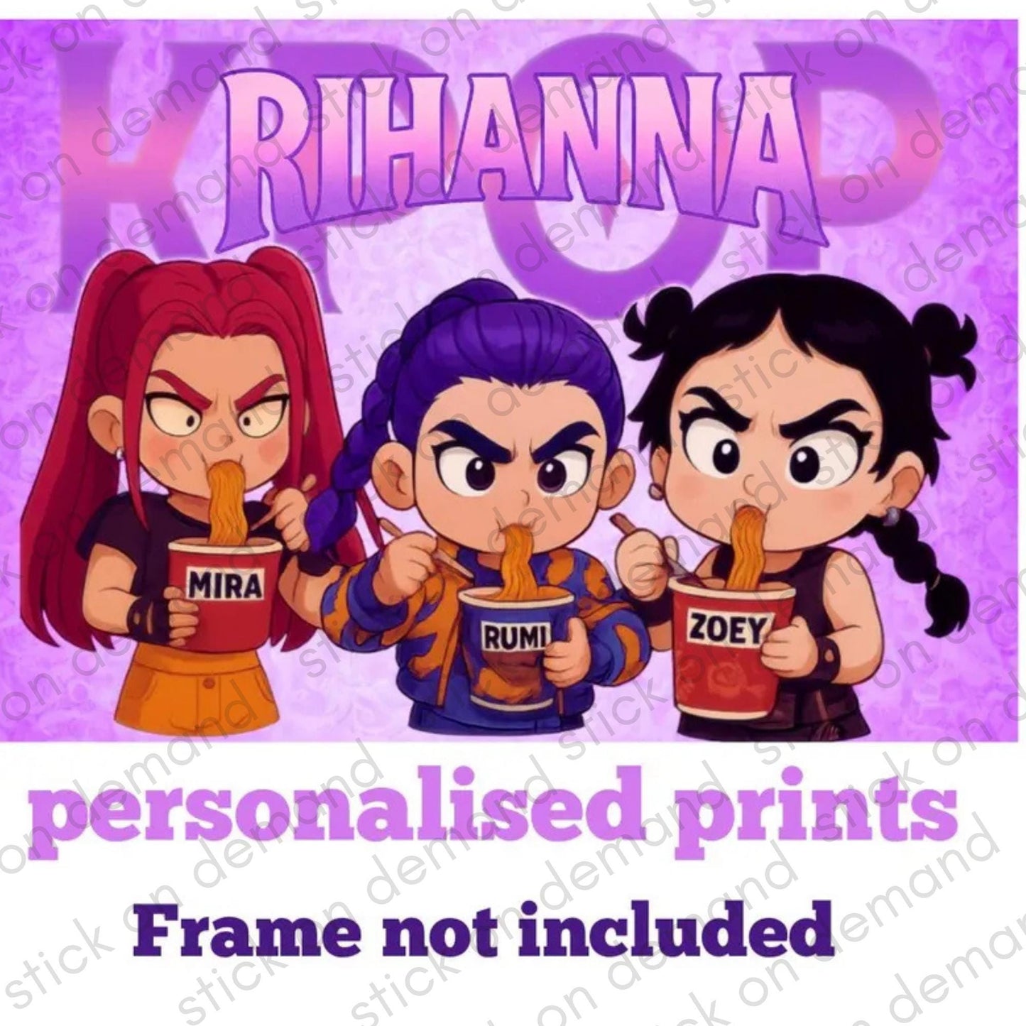 Personalised Kpop Cartoon Poster, Custom Child's Name Print